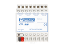 EECBO04A1KNX UNIVERSAL MODULE 4 OUT he DIN RAIL 4 Output Module EECBO04A01KNX is an EIB/KNX DIN rail mounting device useful to interface loads (e.g. lamps) for any kind of applications.
Device 4 outputs on board can be configured:
• Each output can be configured independently for load control (R1 to R4)
• Each output can be configured independently for ON/ OFF or continuous switching (PWM) for Electric valves (solenoid actuators) (EV1 to EV4)
• Outputs can be configured in pairs for the management of roller shutters and blinds; up to 2 channels (Channels A to B)
• Outputs can be configured in pairs for management of Motor Reductor or for solenoid valves with 3-point control or for ventilating grille; up to 2 channels (Channels A to B)
Output / Function OUT 1 ? (up) OUT 3 ? (up)
Output / Function OUT 2 ?(down) OUT 4 ?(down)
Device is intended to be installed on DIN rail. 1