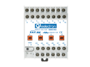 EECIO44B02KNX-C MULTIIFUNCTIONAL  4 IN / 4 OUT – CAPACITIVE LOADS The DIN RAIL 4 Input / 4 Output Module IO44B02KNX is an EIB/KNX DIN rail mounting device useful to interface commands (e.g. push buttons) or loads (e.g. lamps) for any kind of applications. The device is equipped with 4 binary inputs (potential free) and 4 binary relay outputs. Inputs can be connected to conventional switching devices, e.g. push buttons, switches, floating contacts, for switching functions with pulse edge evaluation (e.g. rising or falling edge, toggle, etc…). Inputs can be configured with ETS SW, as output channels to drive LED in synoptic monitoring panels. Inputs can be used to for on/off commands, dimming, shutter control, scene recall and control. Outputs include switching function, scene recall, control logic function; timing function and a delay on activation or deactivation can be enabled. Outoputs can act as interlocked channels; this function can be used to drive fan coils with 2-pipe / 3 speed or 4-pipe / 2 speed. Device is intended to be installed on DIN rail. 1