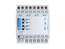 EELBO04B01KNX UNIIVERSAL MODULE 4 OUT  - MANUAL CONTROL BO04B01KNX is a Din Rail 4 output 16 A actuator and can be used to:
– Control up to 4 independent loads / lights
– Control up to 2 independent blind / roller shutters with mechanical end position
Device is intended to be installed on DIN rail. 1