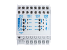 EELBO08B01KNX UNIVERSAL MODULE 8 OUT - MANUAL CONTROL BO08B01KNX is a Din Rail 8 output 16 A actuator and can be used to:
– Control up to 8 independent loads / lights
– Control up to 4 independent blind / roller shutters with mechanical end position
Device is intended to be installed on DIN rail 1