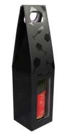 1034000128 Draagkarton - 1-fles - zwart / wijnglas karton - 170x85x338 - 100st Draagkarton - 1-fles - zwart / wijnglas karton - 170x85x338 - 100st 1034000128
