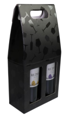1034000129 Draagkarton - 2-fles - zwart / wijnglas karton - 170x85x338 - 100st Draagkarton - 2-fles - zwart / wijnglas karton - 170x85x338 - 100st 1034000129